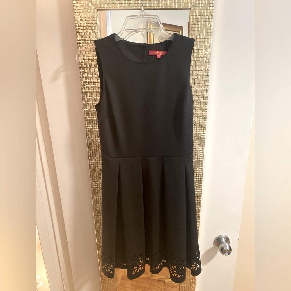 Catherine Malandrino black laser cut hem midi, size 2